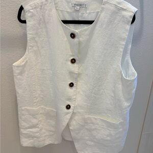 Chico's White Button Down Sleeveless Top Size 3.